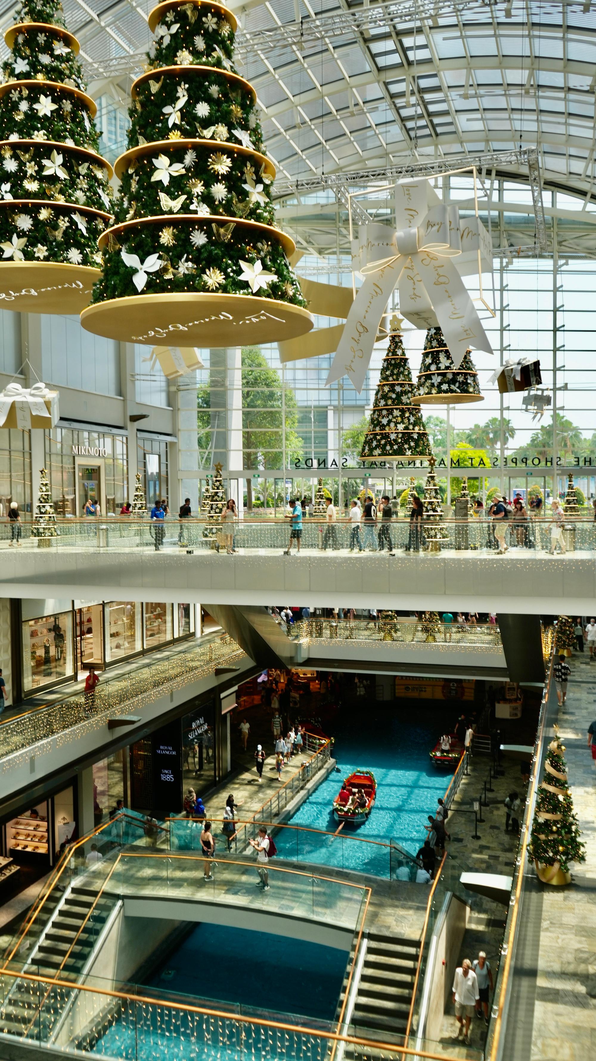 Christmas decorations in the mall in early November