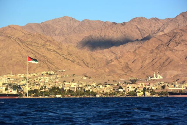 Aqaba as seen from a boat in the Red Sea.