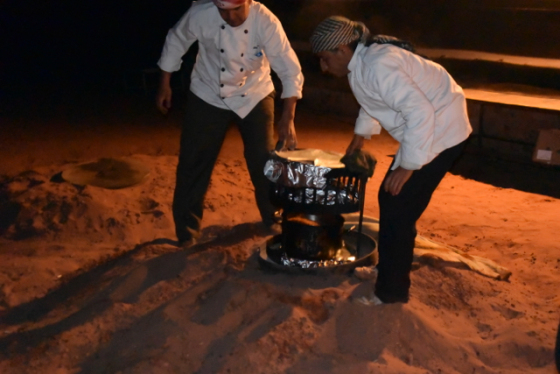 Lifting the food out of the cooker