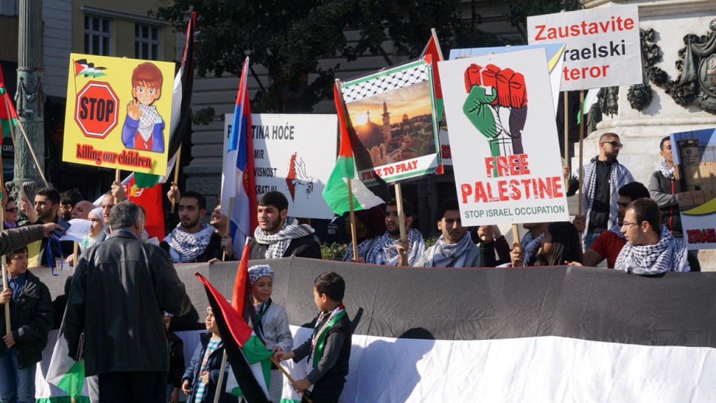 Pro-Palestinian-anti-Israel demonstration in Belgrade.