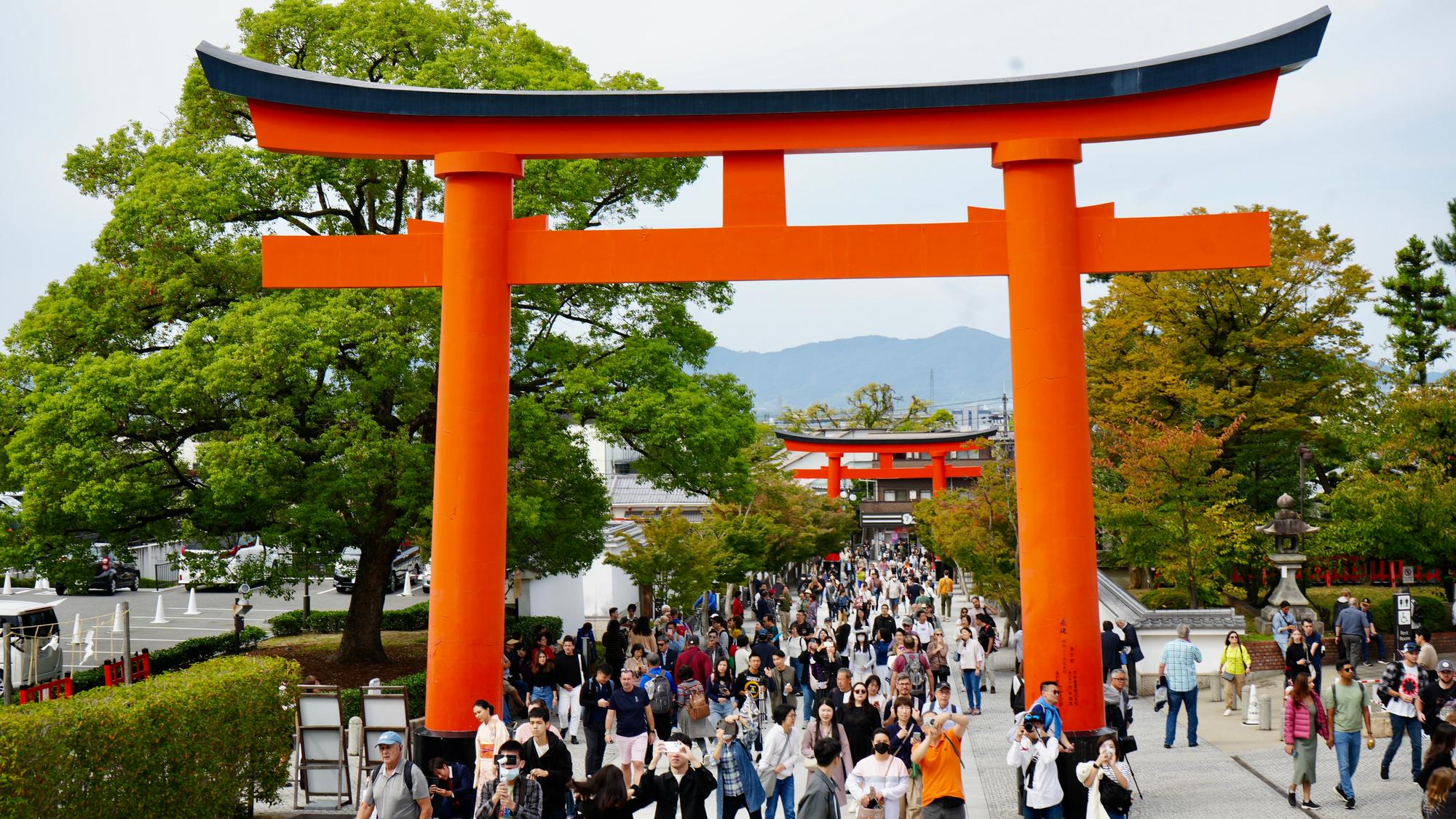 The two Torii at the entrance to the Shinto complex