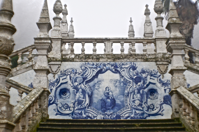 Lamego Tile on Cathedral Steps on a Foggy Day