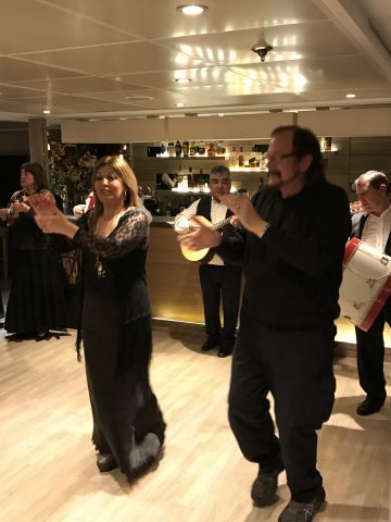 On a shipboard Portuguese folk music performance, I was dragged into dancing during the audience participation part of the show.