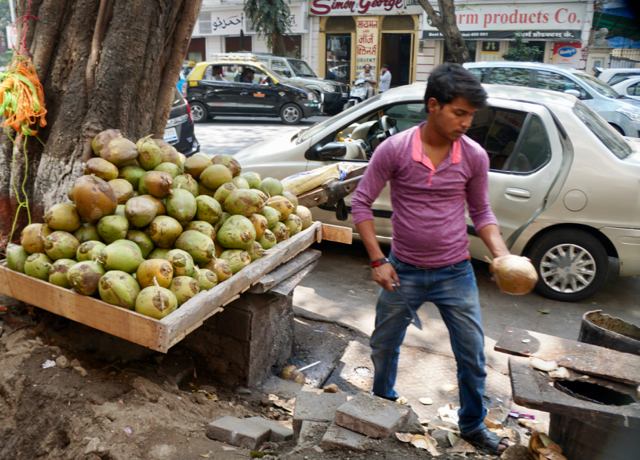 Fresh green coconuts=$.60