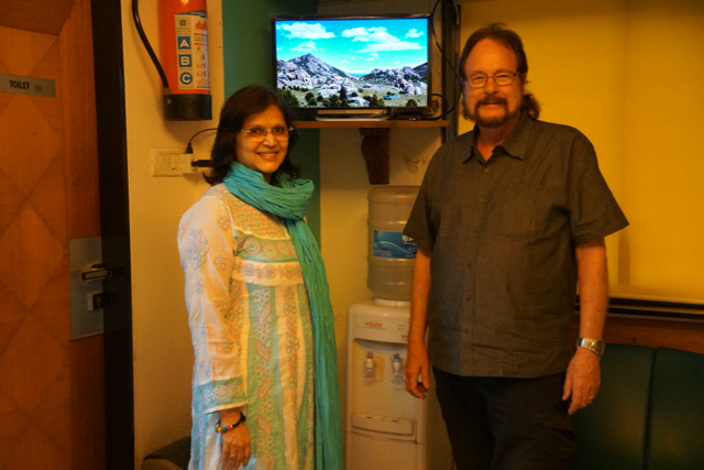 The first CARE Channel demonstration site in India, the Advanced Radiology Clinic waiting room, with OB-GYN Dr. Geeta Shah