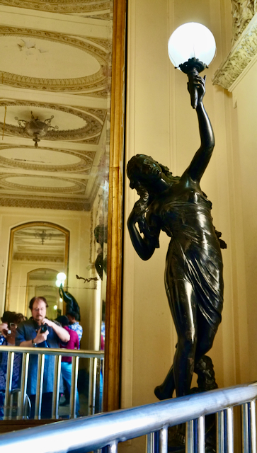 Mirrored selfie with lamp