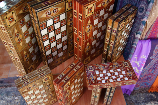 Chess sets in Jerusalem market.