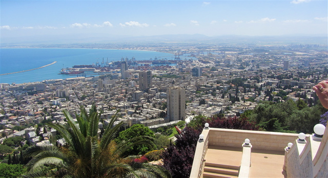 Haifa port and city center.