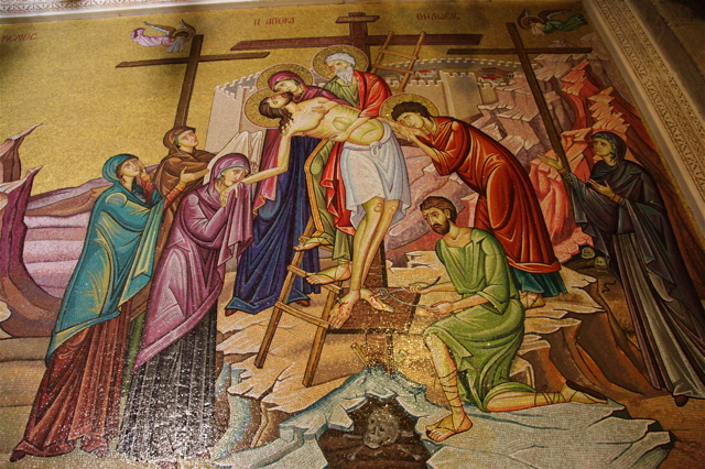 Thousand year old mosaic in Church of the Ascension (Jerusalem).